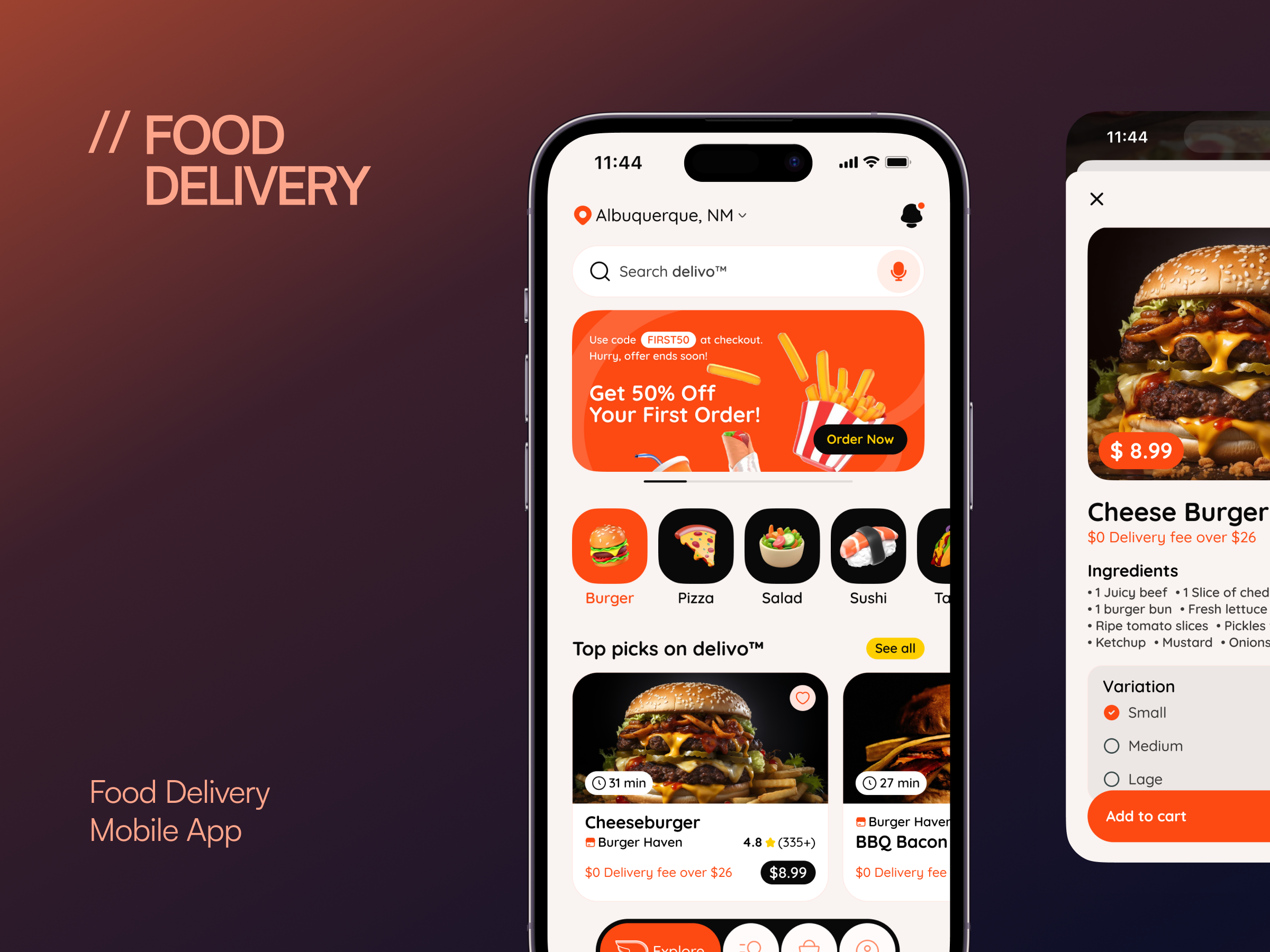 Example of Food Delivery Mobile App UI/UX Design