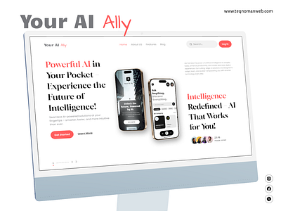 Yout AI Ally - Landing Page Design ai dribbbe dribbble landingpage mockup new post productdesign shot uidesign uiux userinterface