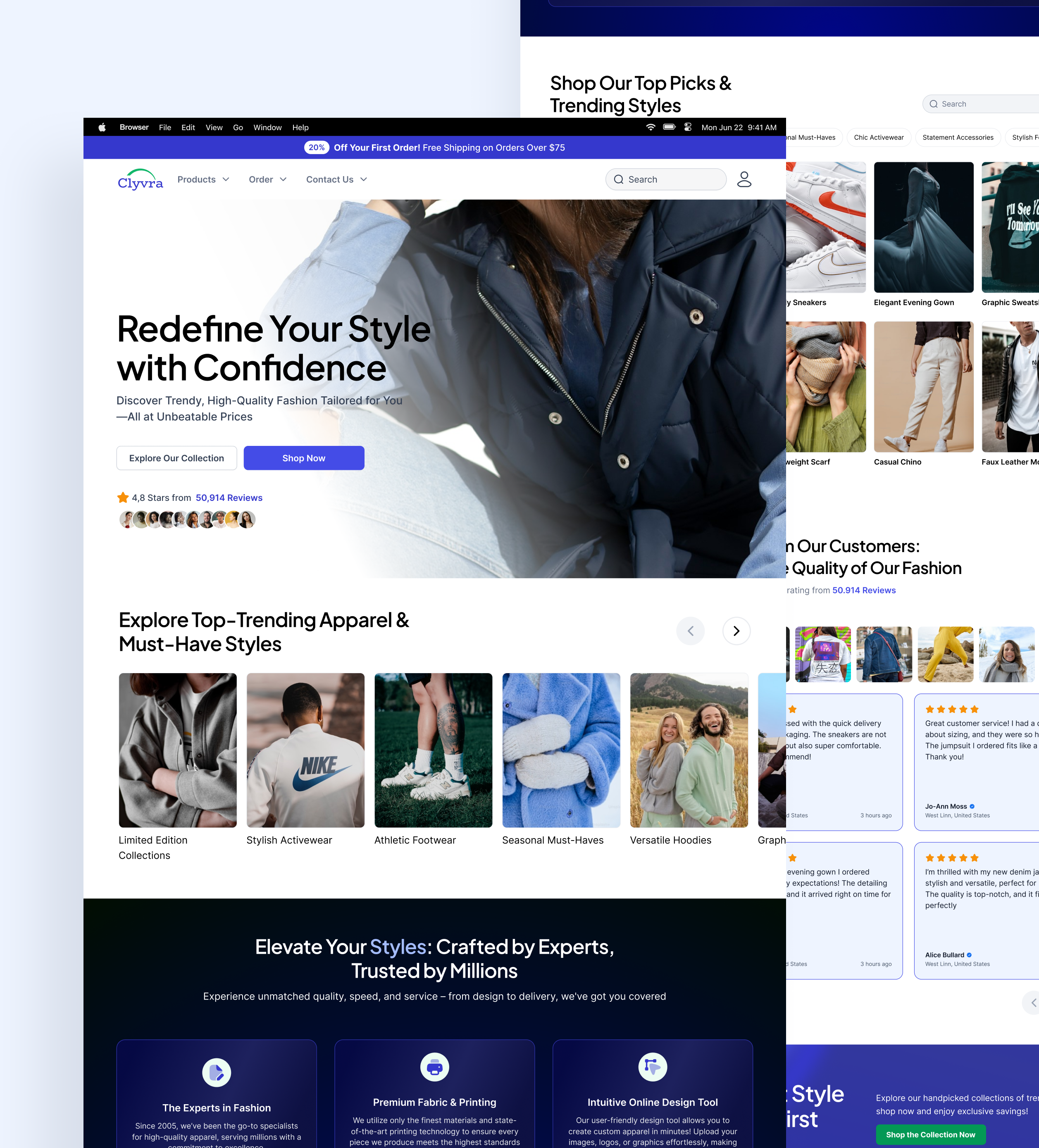 Clyvra - Fashion Store Website Design app app design case study e commerce fashion web interface design landing page mockup ui ui ux design ux website design