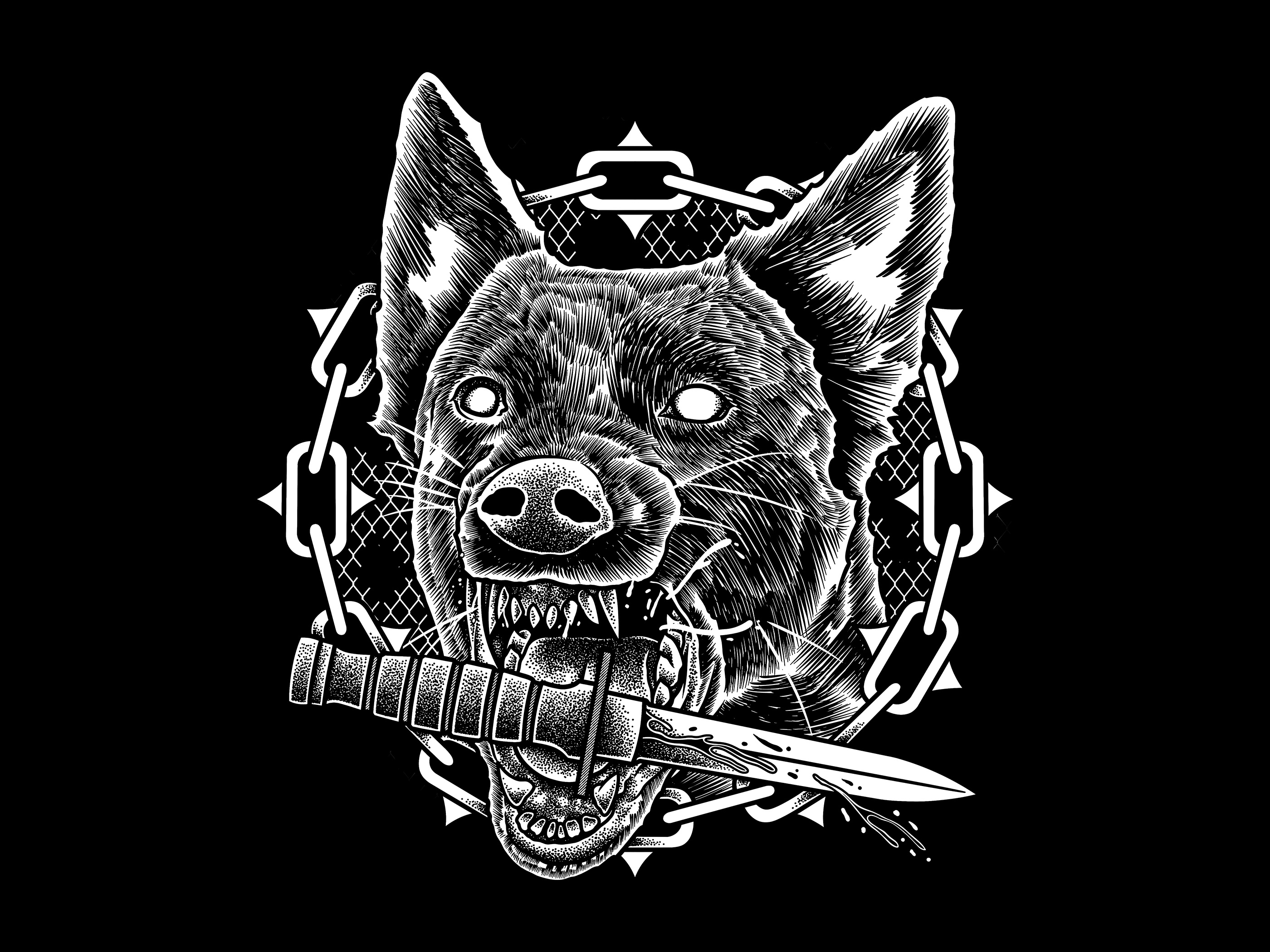 K9 apparel art artwork clothing darkart digitalart dotwork drawing illustration pointillism stippling teesdesign