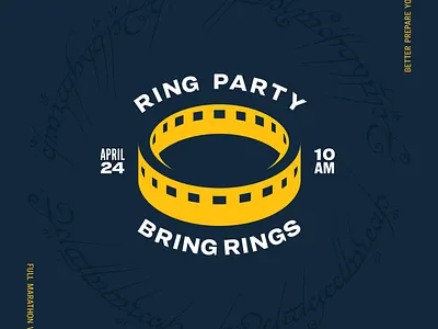 LOTR Ring Party Invitation aragorn film frodo gollum icon illustration invitation invite jrr lord lotr minimal negative one ring party ring rings shire space tolkienn