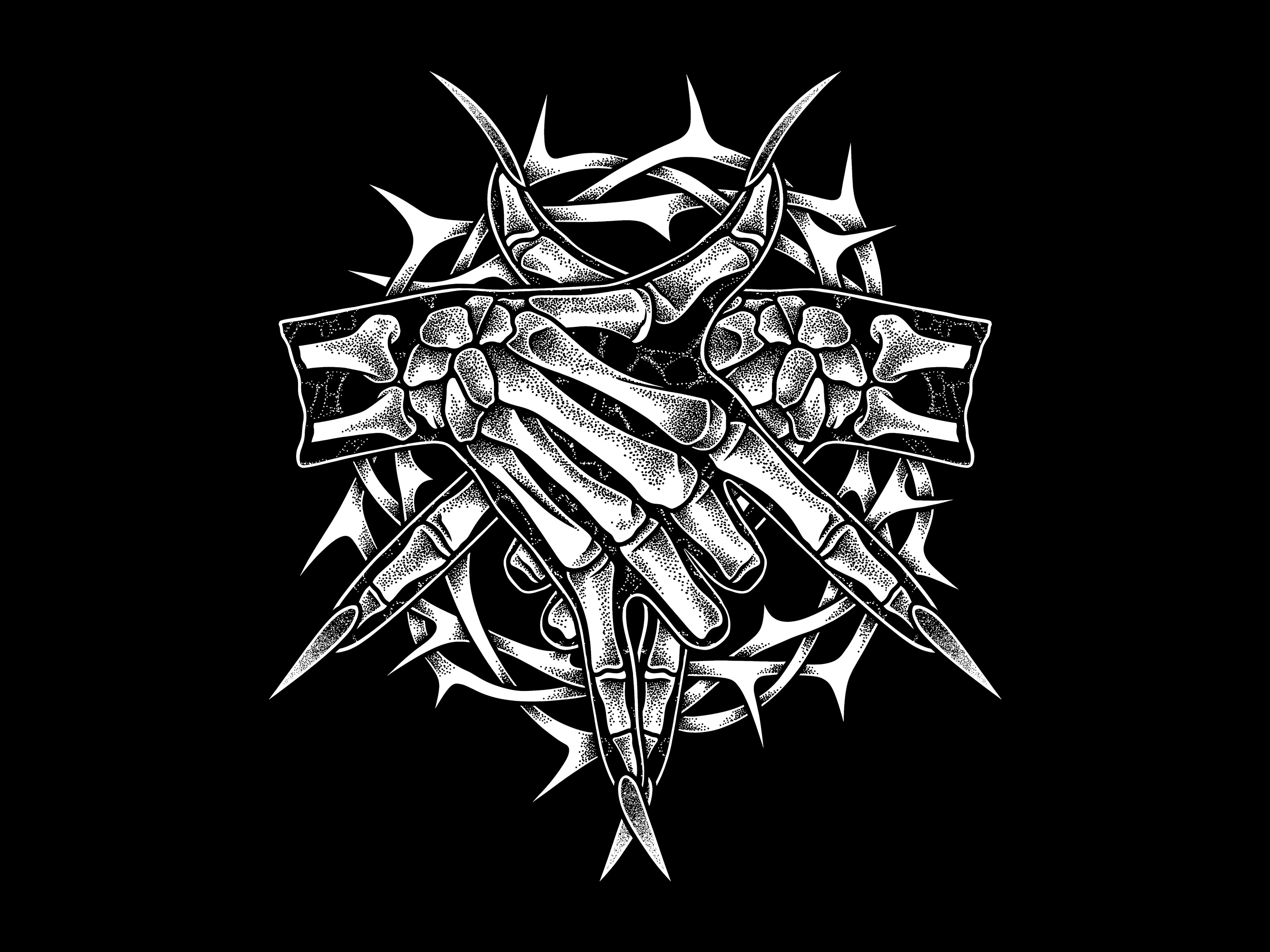 PENTAGRAM SKELETON apparel art artwork clothing darkart digitalart dotwork drawing illustration pointillism stippling teesdesign