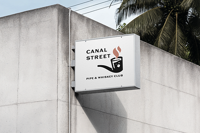 Pipe & Whiskey Club Logo Idea apartment branding california canal combine friends icon logo minimal mockup negative negative space pipe sign simple smoke space subtle venice whiskey