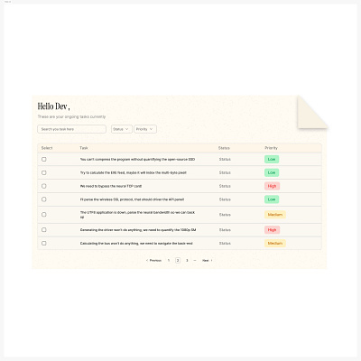 A simple minimal to do list made by shadcn design system