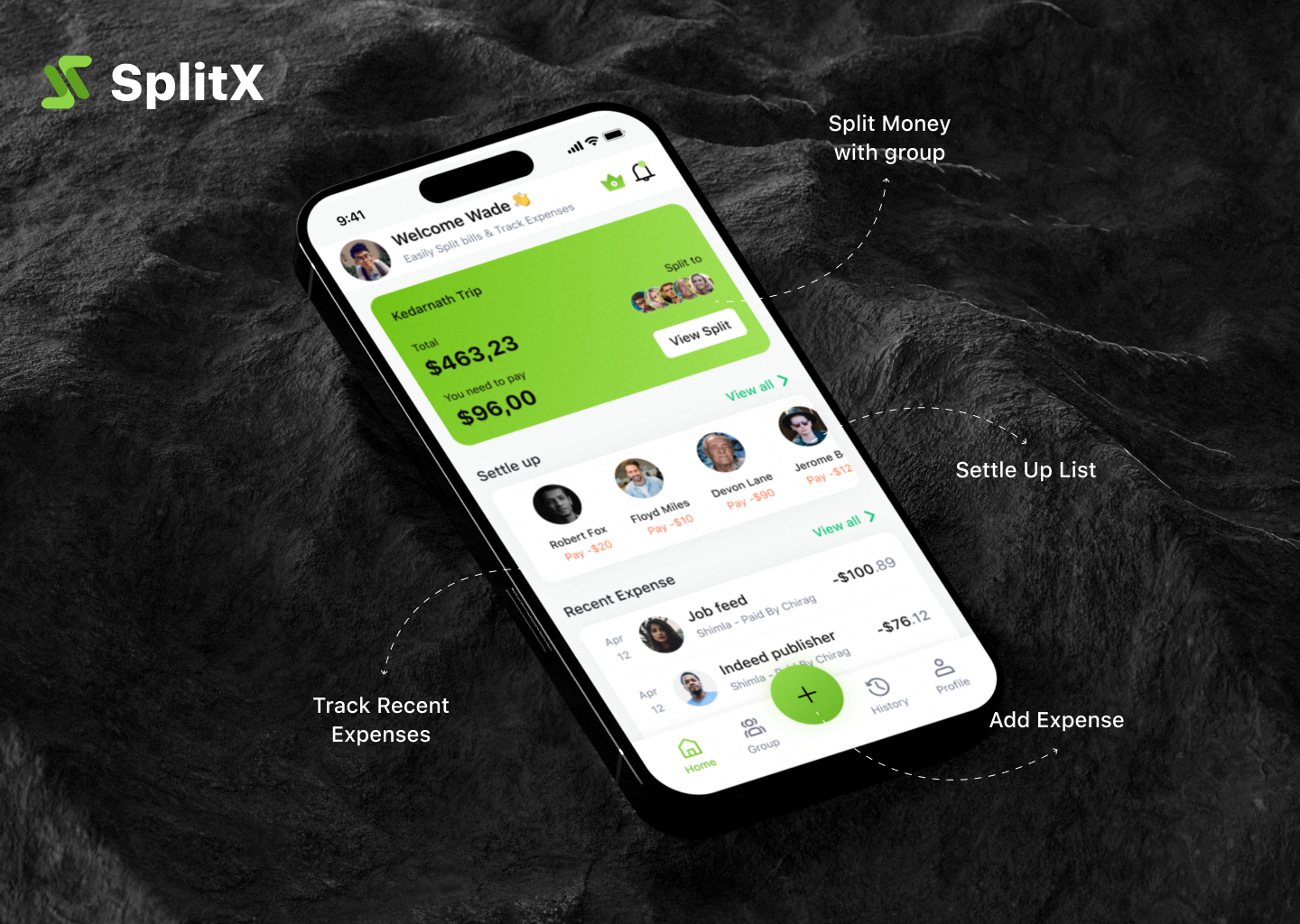 SplitX Case Study - Simplifying Shared Expenses 🎉 branding casestudy dribbbledesign dribbbleshowcase expensetrackerapp fintechdesign mobileappux splitx ui uitrends2025 userinterface