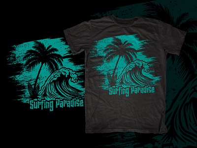 Surfing paradise summer beach t shirt design vintage