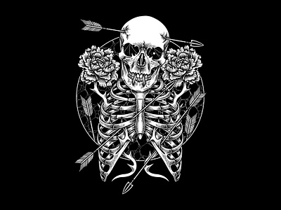 HUNTER apparel art artwork clothing darkart digitalart dotwork drawing illustration pointillism skull stippling teesdesign