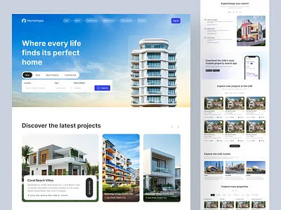 Real Estate Landing Page apartment broker home finder map view mobile app properties property property finder property management real estate real estate app real estate details page real estate responsive real estate website realestate agent realestate landing page rental booking ui uiux design web design