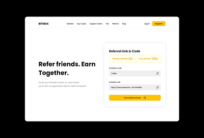 Bitmax Referral Page ui