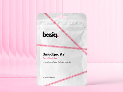 basiq. | Pouch packaging design bag beauty brand brand design cosmetic design label ladies brand packaging packaging design pink packaging pouch wipes wipes packaging woman women packaging zip