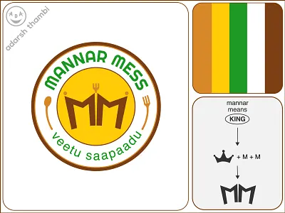 Logo design for Mannar Mess. brand identity branding crown logo food logo graphic design hotel logo illustration king logo logo logo designer logo designer india mm logo restaurant logo tamil tamil logo vector