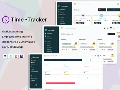 Time Tracker - SaaS Dashboard activity tracking analytics attendance tracker employee attendance employee dashboard finance tracker hr hr dashboard leave tracker monitoring dashboard payroll payroll time project management reporting saas dashboard task manager tasks tracker time management time tracker tracker