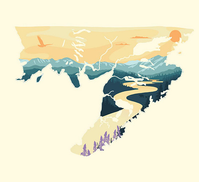 Alaska Map Reference Image art design mural