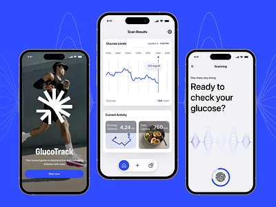 GlucoTrack – Fitness Blood Sugar Monitoring App app fitness health mobile mobile app monitoring app ui ux