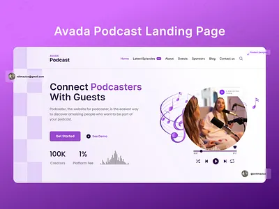 Podcast Landing Page🎙✨ ai generated music artist bit branding clean creative website minimalist music landing page podcastnetworking promo website snilimauiux song spotify stream ui university website web design inspiration