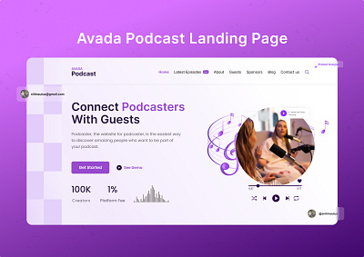 Podcast Landing Page🎙✨ ai generated music artist bit branding clean creative website minimalist music landing page podcastnetworking promo website snilimauiux song spotify stream ui university website web design inspiration