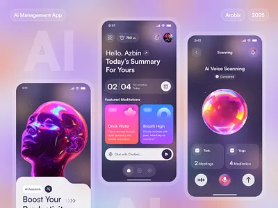 Ai Task Management App ai animation application arobix assistant azbin chat chat gpt chatbot deepseek futuristic gemini management midjourney scanning task ui user interface ux web
