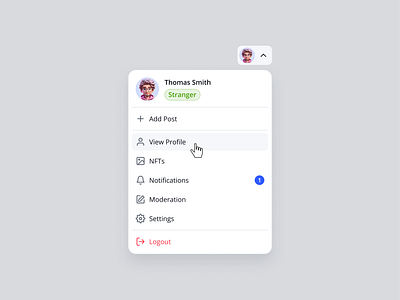 Profile Dropdown badge dropdown interface namigation profile ui user ux web