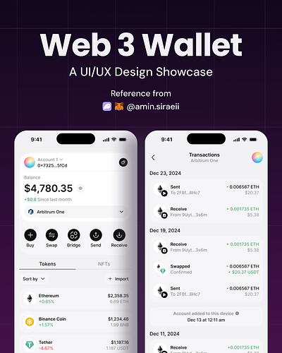 Web3 Wallet Mobile App crypto minimalist modern ui ui design wallet web design web3