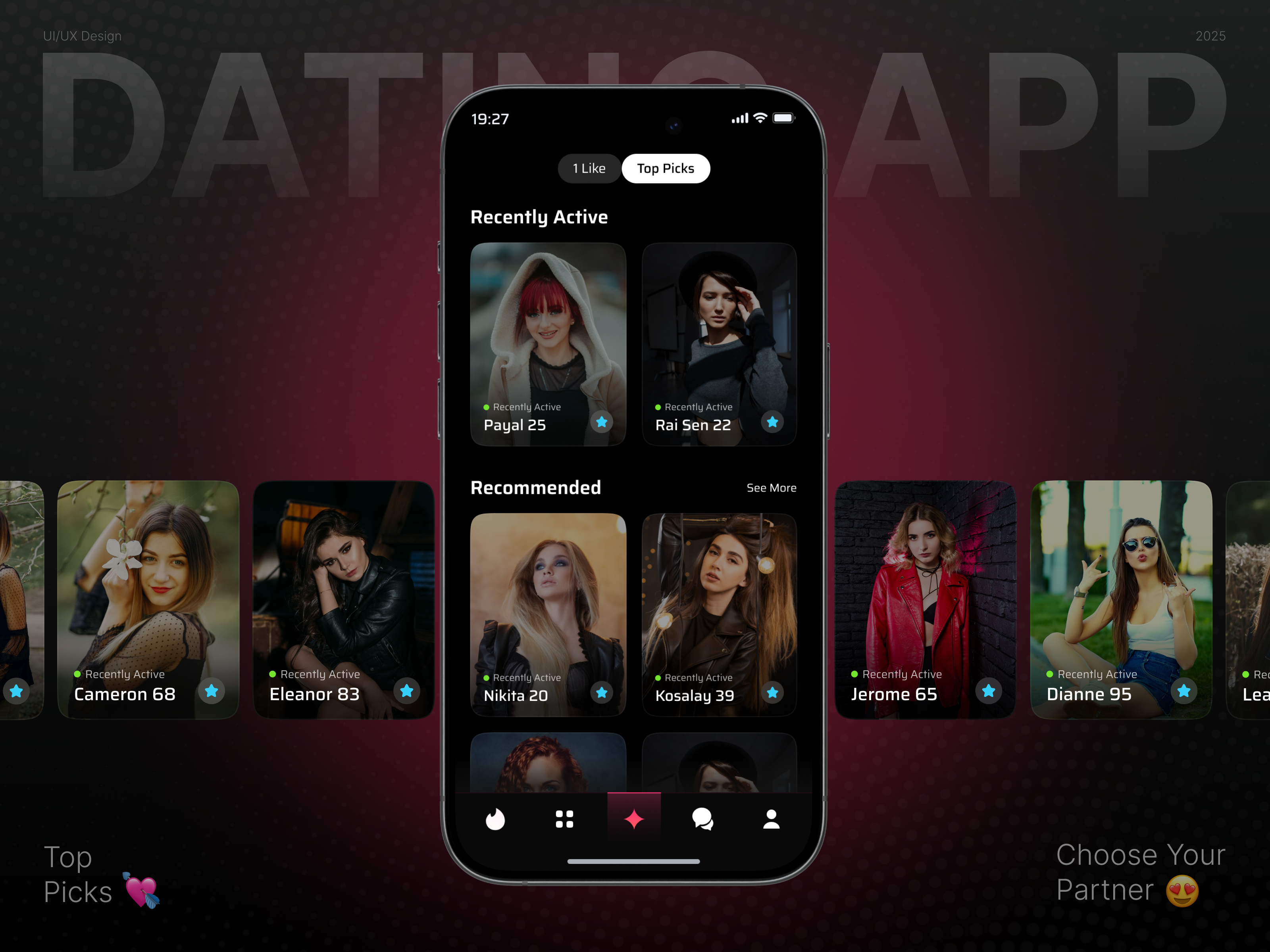 Tinder - Dating App app app design chatting dating dating app dating app ui dating mobile app match finder matching messenger app mobile mobile app relationship shasanko das social media app swipe tinder top picks ui ux