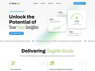 Analytics - Landing Page green hero section landing page ui ux