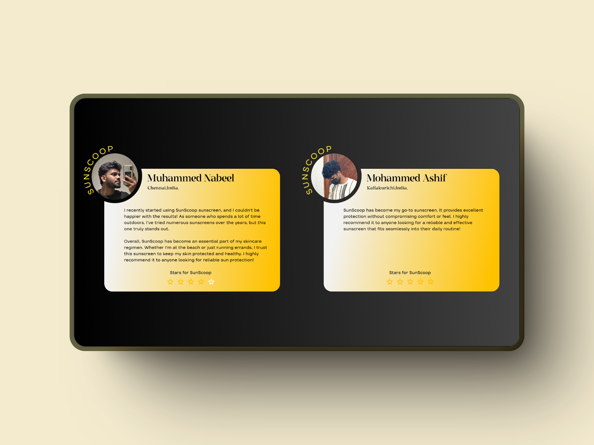 Customer Testimonial branding customercard dailyui design graphic design illustration motion graphics sunscoop testimonial ui