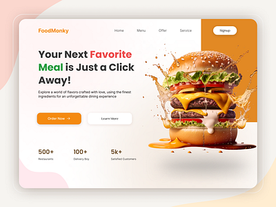 Food Landing Page Design (FoodMonkey) dashboard food app design landing paged design mobile app design mobile ui redesign saas saas landing page screenshot ui ui design ui ux user experience designer ux design web app web design web development web ui