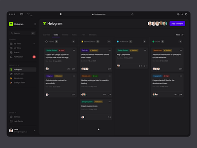 Task Management Board animation board comment component dashboard drawer emoji hover interaction kanban kanban board managment motion product reaction slider tab task ui ux