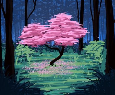 hidden sakura :: illustration digital painting graphic design illustration