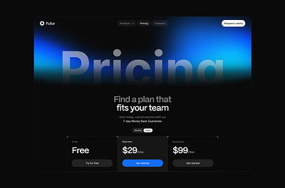 Pricing page exploration design glass gradient landing page micro design pricing page pricing table ui web design