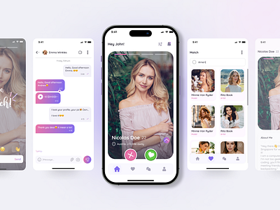 Dating App Design app design branding dating dating app dating app ui dating ui design figma mobile app ui ui design ux