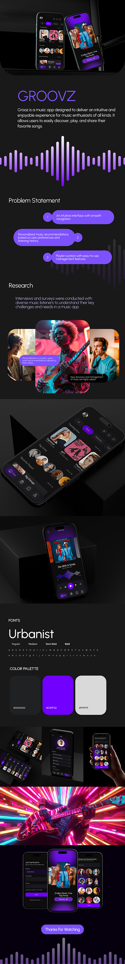 Mobile Music App-Groovz case study figma mobile app music app ui ux