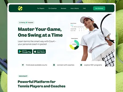 Landing Page Design for Tennis Platform landing ui web design