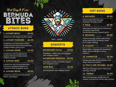 Hot Dog Menu for Local Business branding design food menu fries hot dogs menu ui ux