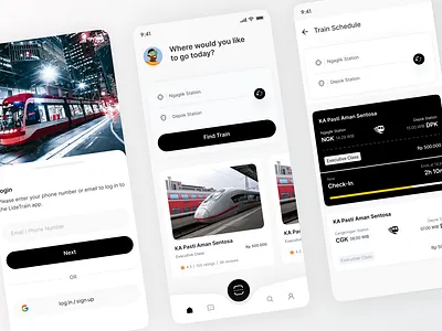 Train Ticket Booking App UI Design Concept booking dashboard login mobile ticket train ui