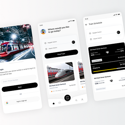 Train Ticket Booking App UI Design Concept booking dashboard login mobile ticket train ui