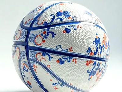 AI Generated - Basketball porcelain inspired ai artificial intelligence image prompt