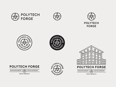 Polytech Forge airgun development industry innovation logo logo design logo system military pneumatics polytech forge precision responsive brand identities rifle technology