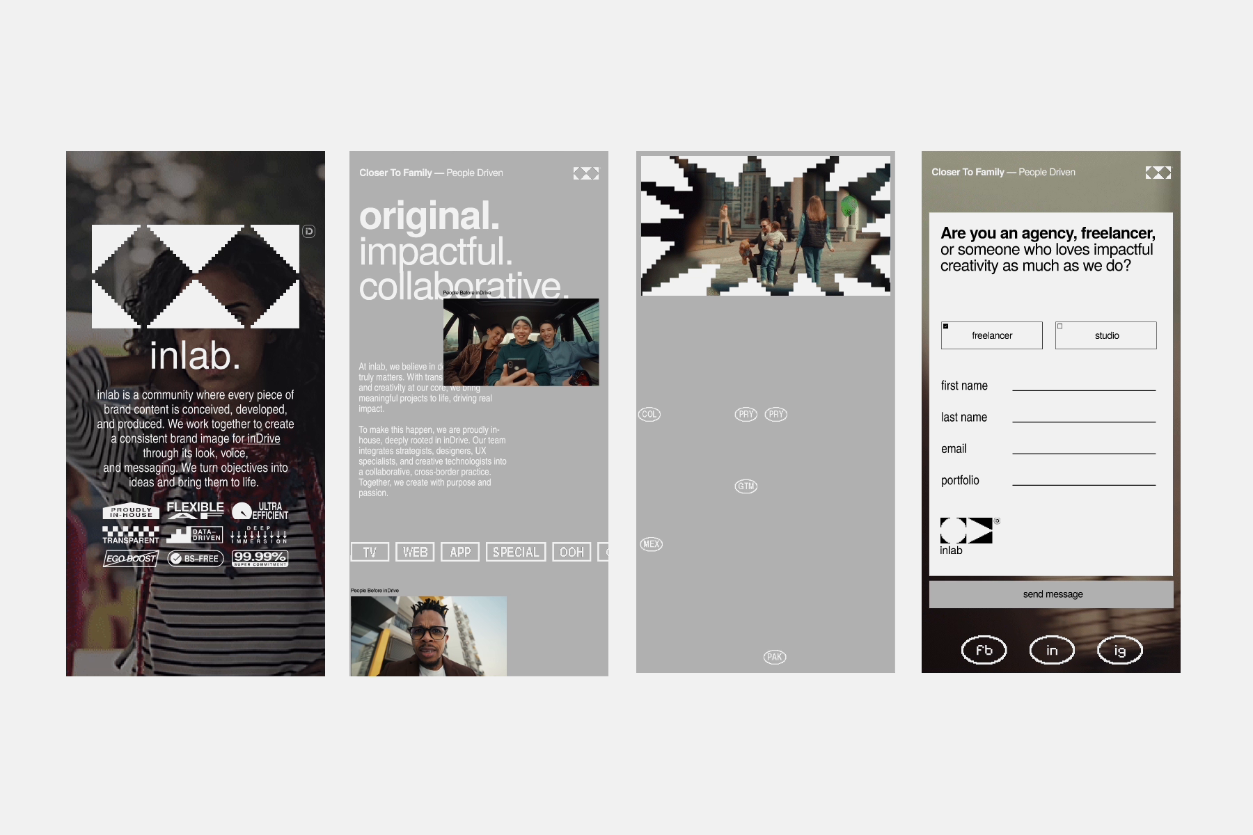 Example of Mobile Landing page animation, Pixels