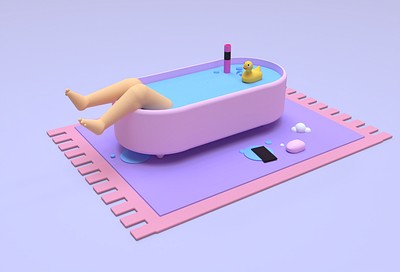 Bubble Bath - 3d modelling 3d 3dillustration 3dmodeling 3drender 3dsmax animation bathtime blender cinema4d cute minimalism motion graphics pastel relaxation selfcare wellness womp