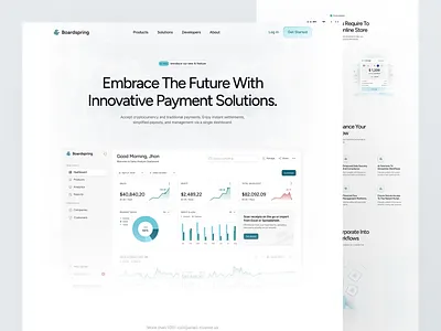 Boardspring - Saas Landing Page design finance landing page minimalist modern payment saas ui ux website