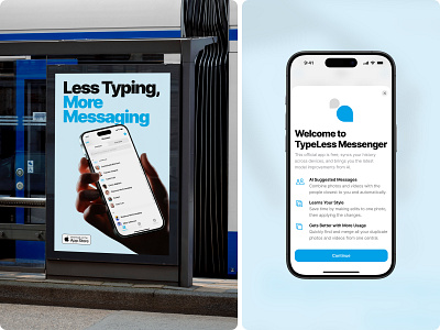 AI Messenger design app. TypeLess. Less Typing, More Messaging ai ai messenger al generated message app store branding chat chatting graphic design identity design inbox less typing logo message messenger messenger app mobile app mobile design mobile ui typing ui