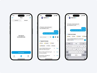 AI Chatbot on Mobile Devices. Chat screeens TypeLess AI Messenge ai chat ai chatbot ai chatbot on mobile devices ai messenger ai mobile app al generated message app store branding chat screeens chats chatting message messenger messenger app mobile app mobile design mobile ui typeless typing ui