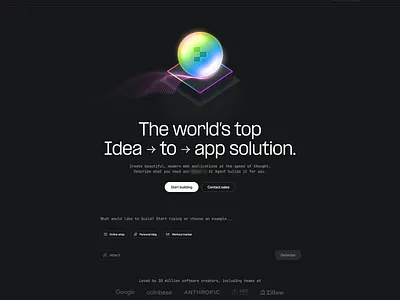 AI Product - Landing Page Hero 3d ai artificial intelligence dark mode glow gradient hero landing page perspective saas ui