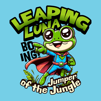 Jumper of the Jungle animal cartoon comic frog funny kittl kittldesign pop culture print on demand retro superhero t shirt t shirt design