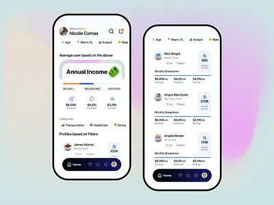 Insight annual app chart chips clean dashboard earnings expenses filters fintech flat income insight ios profile savings tags ui ux