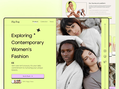 Zig Zag - Modern Women's Beauty & Fashion Website ✨ beauty clean fashion fiver freelancer girl modern ordernow ui upwork usa ux website