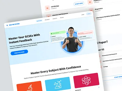 🚀 Master Your Exams with Smart Practice! - Landing Page cleanui designshowcase dribbble showcase dribbbleshots edtech educationapp exam illustration landing page modern ui practice ui user experience user interface web design