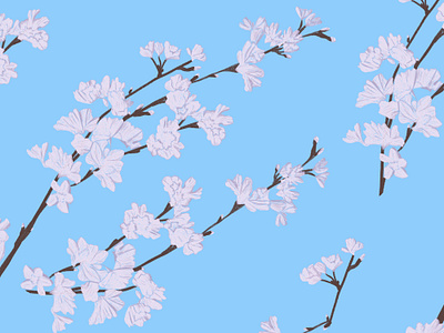 Blooming Sakura Flowers on Blue. Seamless pattern blossom blue cherry fabric flower packaging pattern sakura seamless spring textile