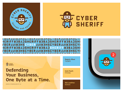 Cyber Sheriff Visual Identity app icon blockchain character logo defense firewall logo logodesign logodesigner malware mark password privacy saas safety security software symbol